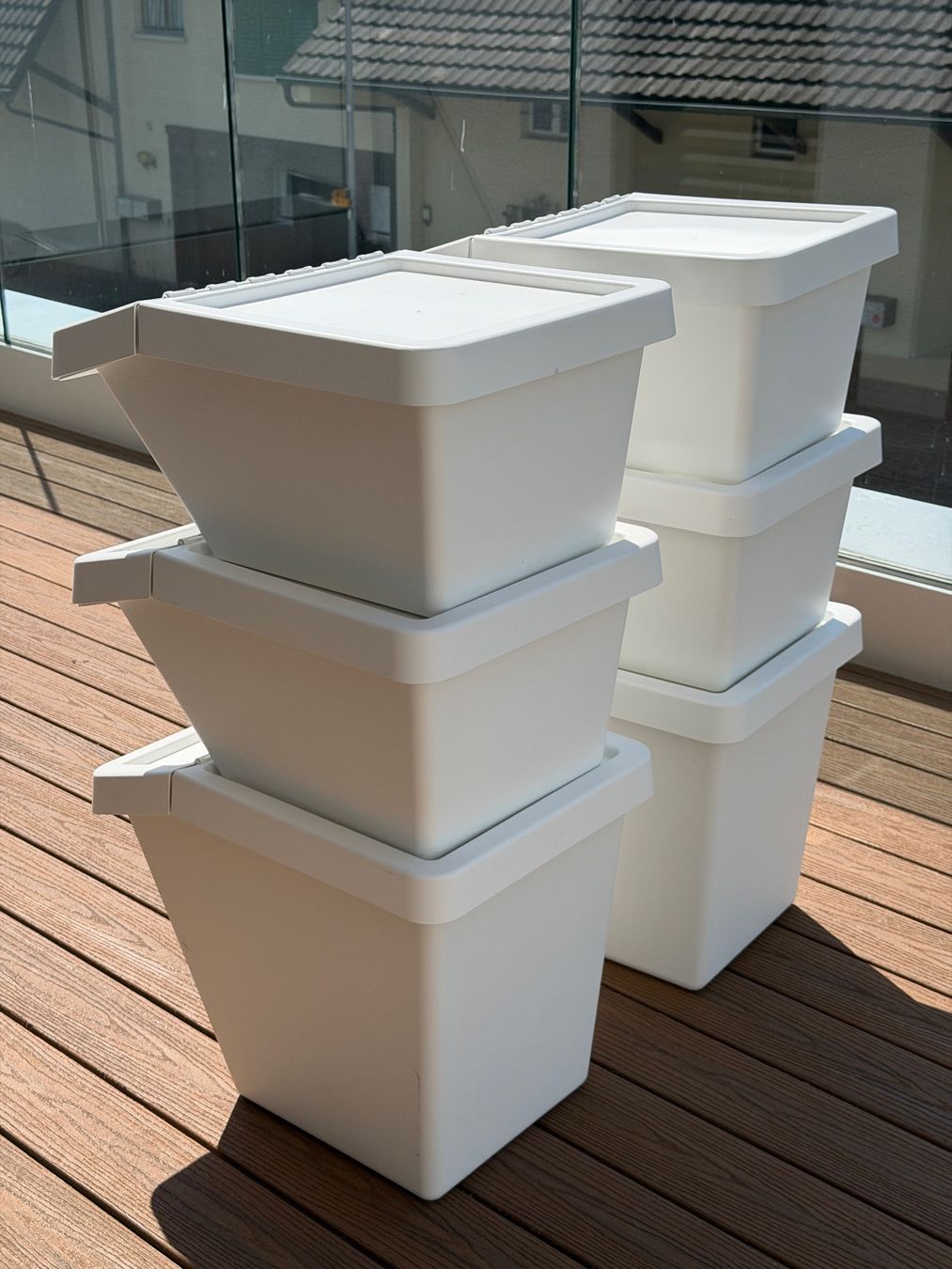 Ikea Cestini per rifiuti: 6er-Set Recycling-Boxen weiss / Stapelbare Abfalltrennsystem – Usato da Aarau Rohr venduto da HappyKoala 2