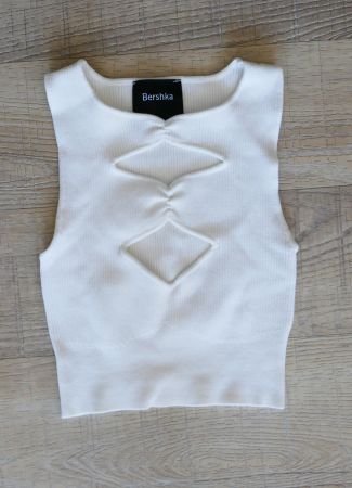 Crop-Top von Bershka, Gr. XS, cremeweiss, neu