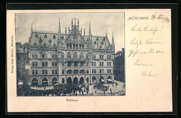 Cartoline postali: München, Rathaus, Stempel und Marke Pri – Usato da Berlin venduto da bartko-reher