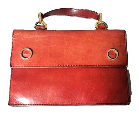 Vintage coole Clutch Leder braunrot  23.5cm x 15cm