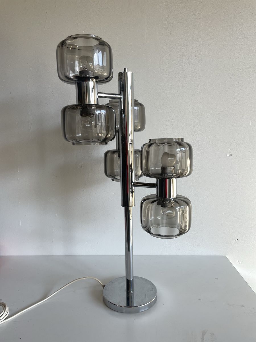 Lampade: Mid Century Space Age Rauchglas Lampe Lemag – Usato da Bern venduto da fotolog111