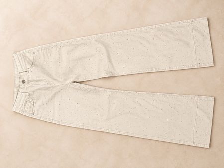 Beige pants wide leg with stud details 