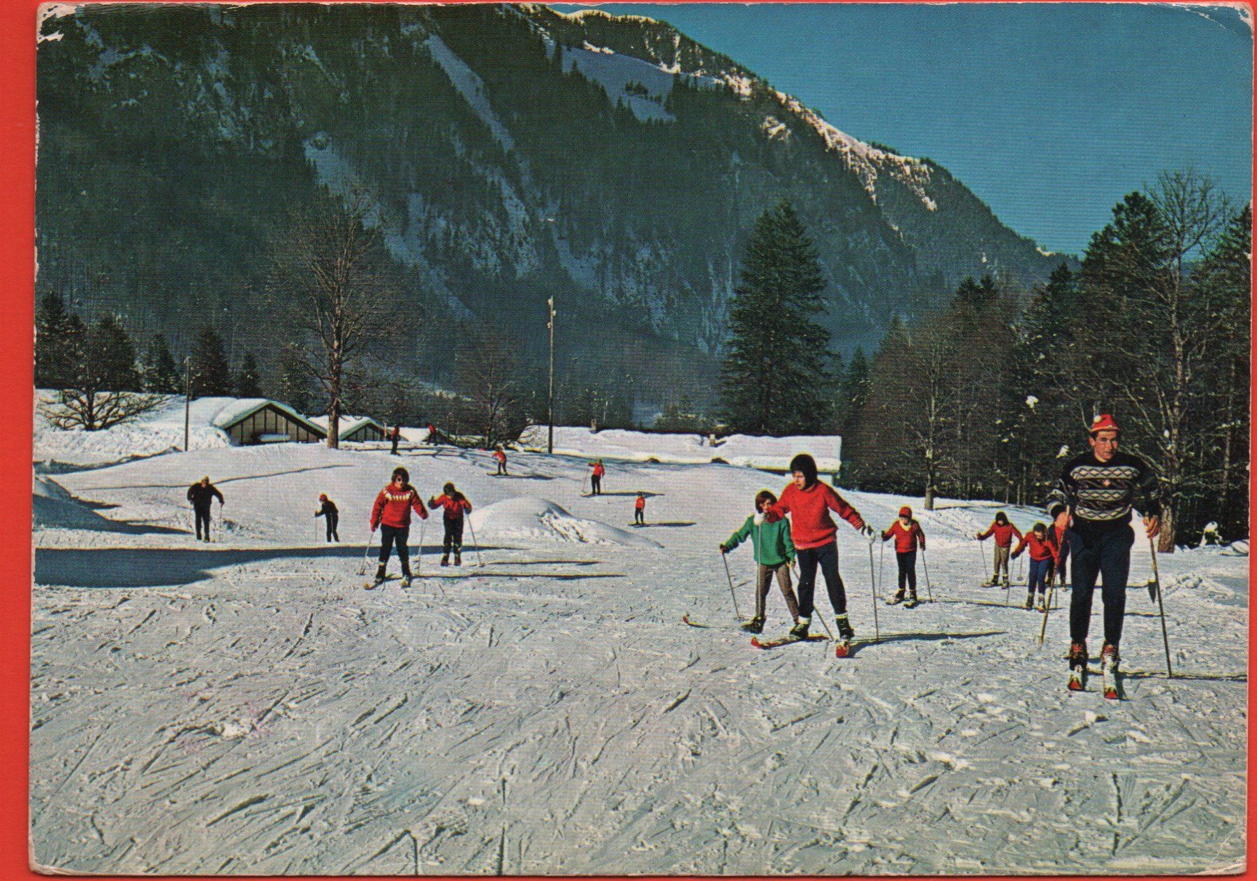 Cartoline postali: MELCHTAL Kinderdorf - Skifahrer – Usato da Jona venduto da philajona