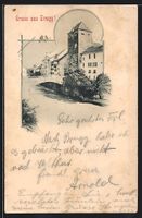 AK Brugg, Ortspartie mit Brücke, 1899