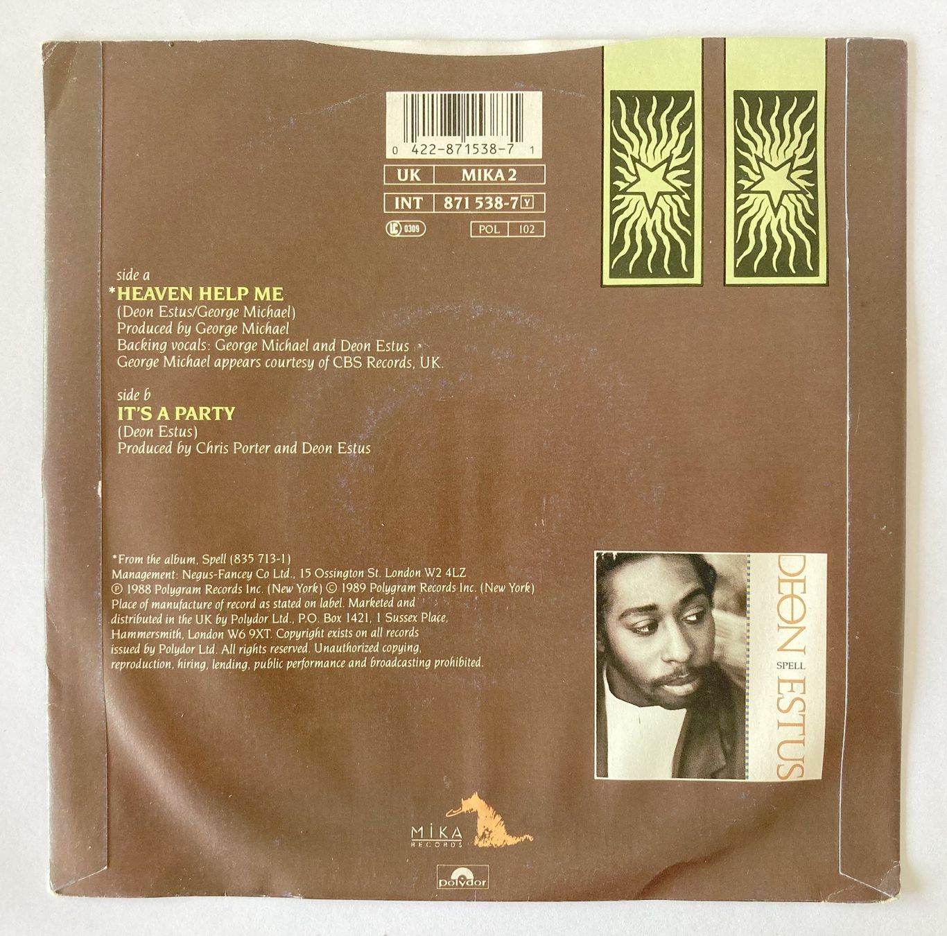 Schallplatten: DEON ESTUS WITH GEORGE MICHAEL - HEAVEN HELP ME – Gebraucht aus Bottens von hotter-than-hell 1