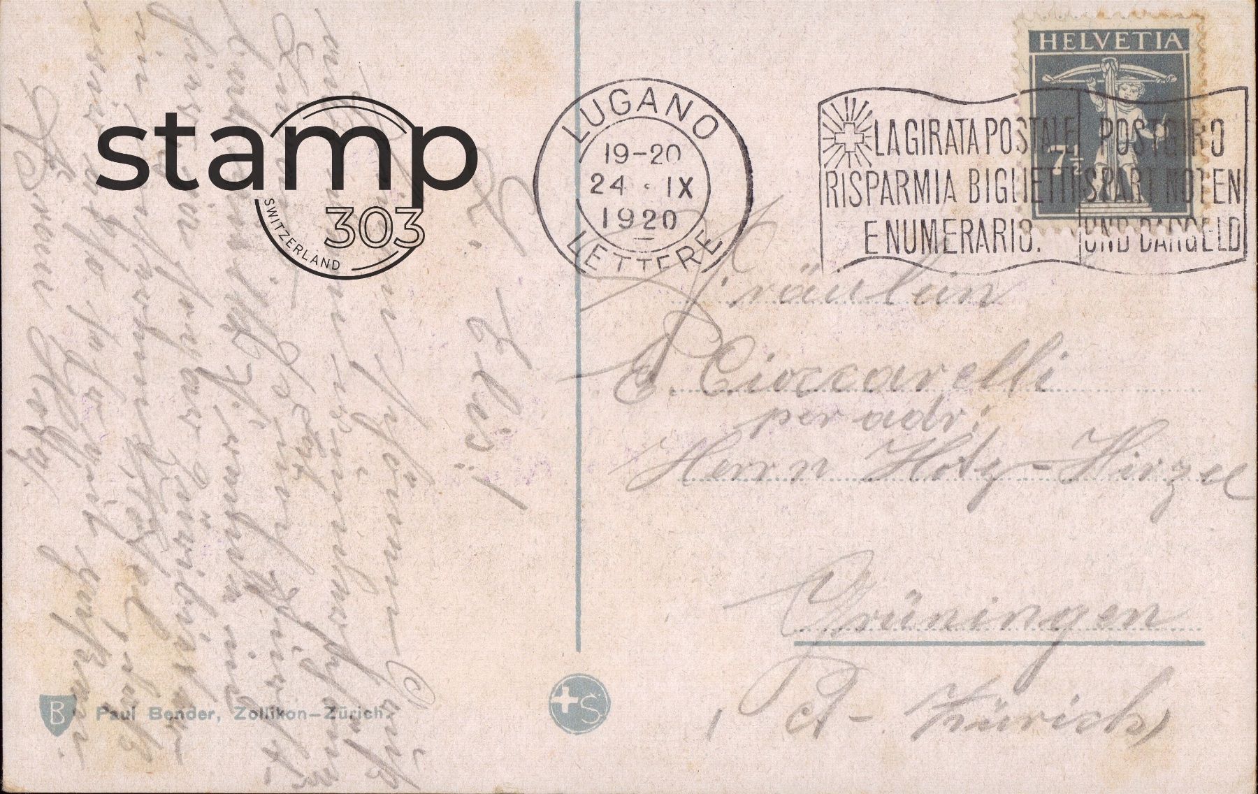 Cartoline postali: 1920 AK Lugano verso Monte Bré – Usato da Eggersriet venduto da stamp303 1