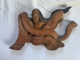 Grosse altes japanisches Relief / Skulptur Holz