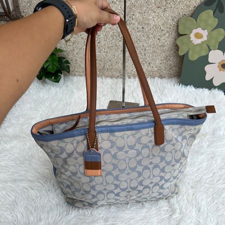 COACH Tasche Stoff monogramm blau gute Zustand 45x26cm