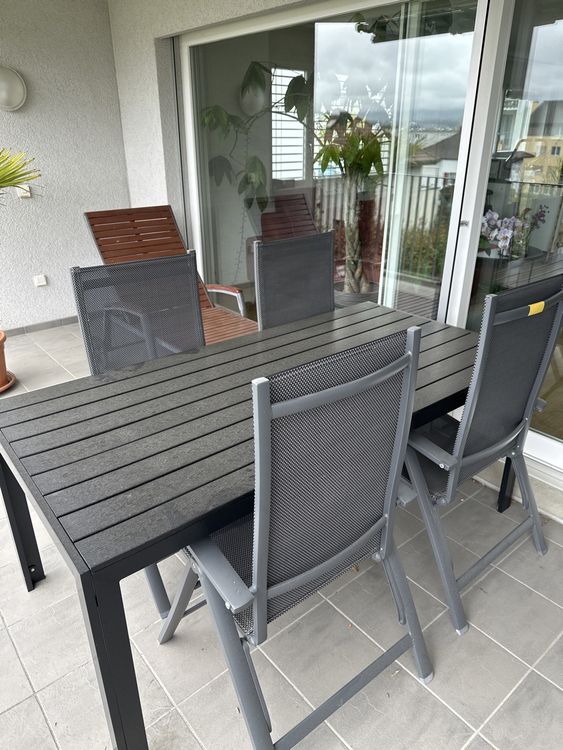 Gartentisch mit 4 Stühlen, anthrazit Kaufen auf Ricardo