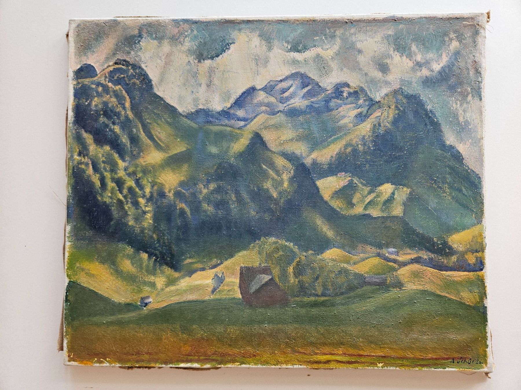 Dipinti: Arnold Schär 1893 - 1957 "Appenzeller Landschaft" – Usato da Wisen SO venduto da gralstrand