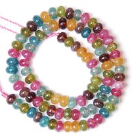 1 Strang echte multicolor Turmalin Rondellen Perlen 6 x 4 mm