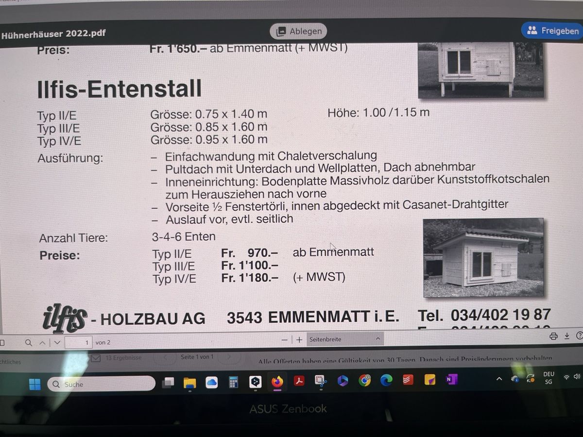 Gabbie, trasporto & Sicurezza: Entenstall, gebraucht ohne Mängel, robust!  – Usato da Grossaffoltern venduto da jora611 1