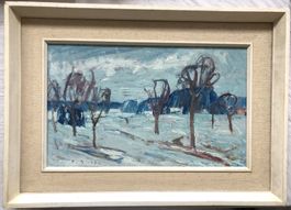 Ölgemälde „Winterlandschaft“ – monogrammiert & datiert 1963