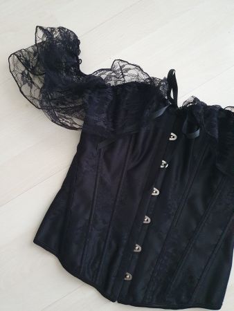 Gothic Corsage m. Spitzenärmel Gr S *neu*