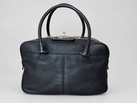 **Max Mara Boston Bag schwarzes Leder goldene Details