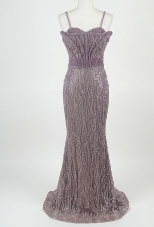 Lila Glitzerndes Abendkleid, Grösse 36-38
