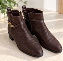 🤎 Damen Stiefeletten Gr. 40 mit Gold-Detail ✨ wie neu