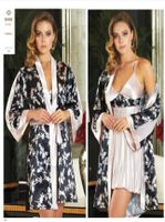 Luxuriöses 2-teiliges Satin-Nachtwäsche-Set,Kimono & Negligé