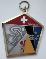 Schöne Emaille Medaille Endingen Aargau Velofahrer Schweiz