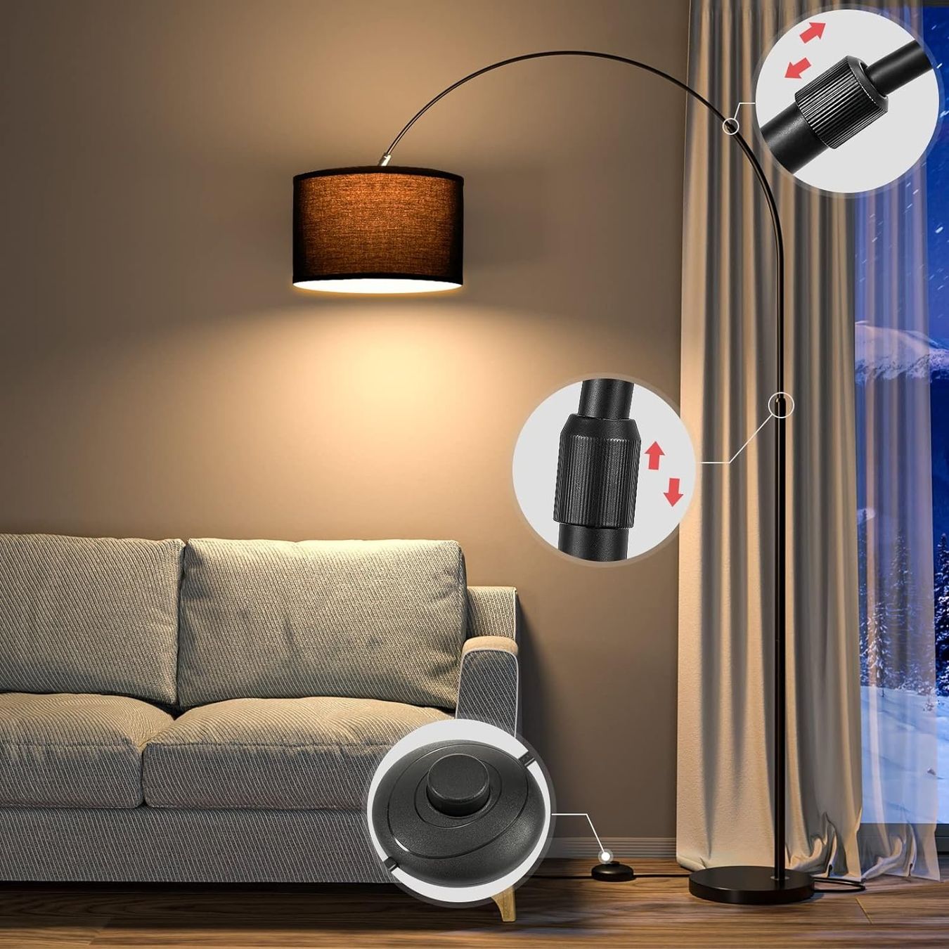 Lampade: Schwarzer! Lampenschirm Stehlampe Bogen Design LED-Birnen – Nuovo e nell'imballaggio originale da Hundwil venduto da pak_b5sl 2