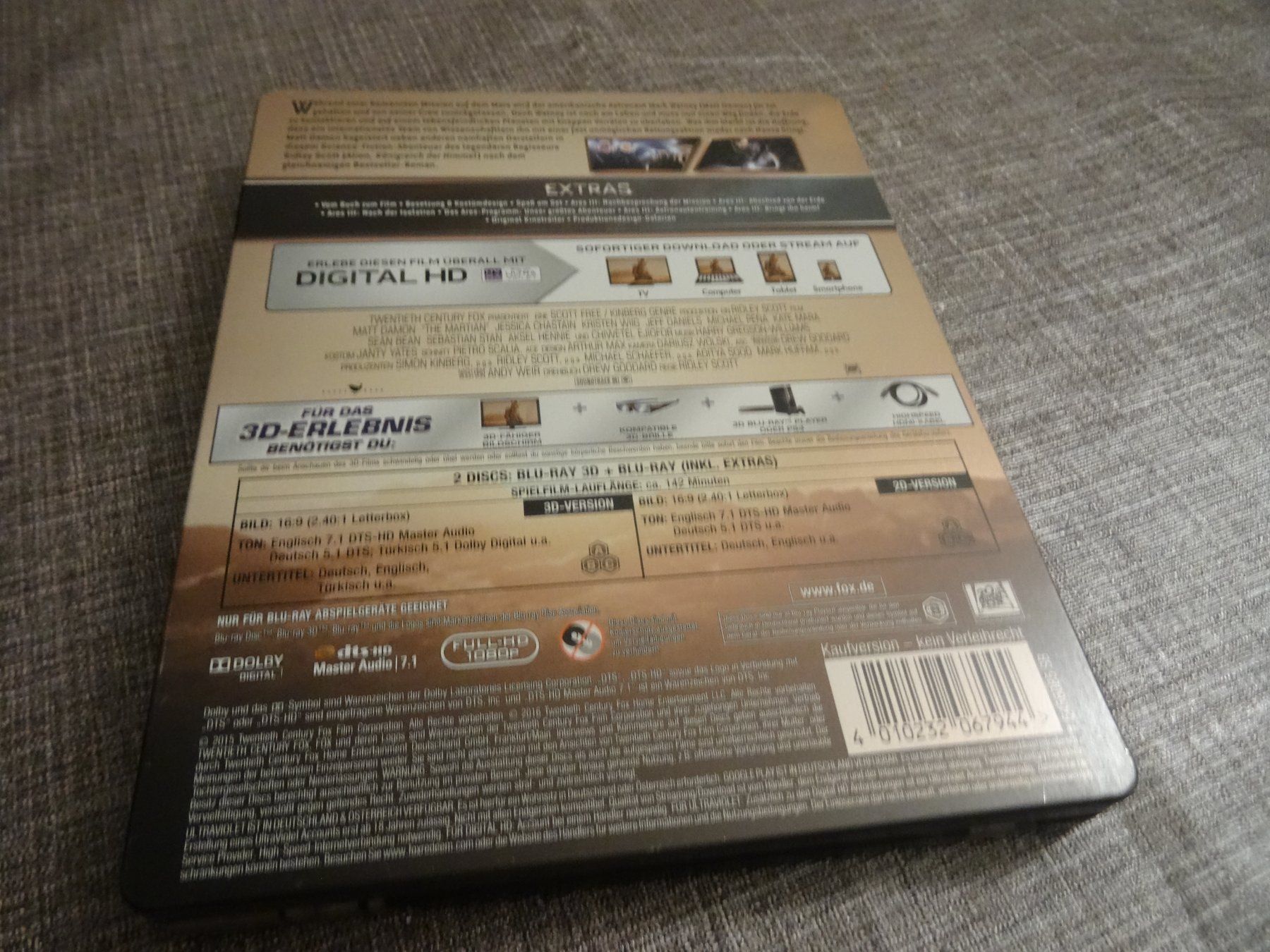Tous les DVDs: Der Marsianer Blu-ray 3D + 2D STEELBOOK – D'occasion à Olten par Disc-Verkauf 2