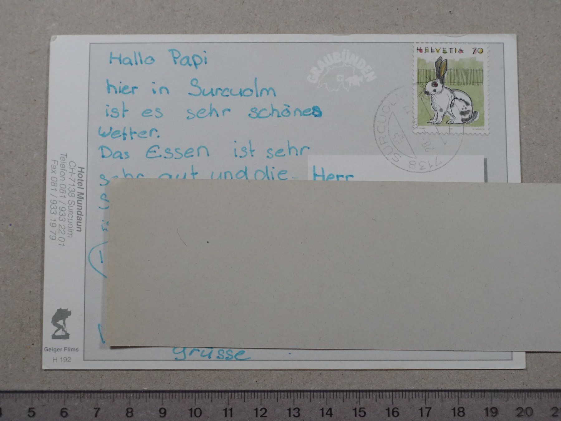 Ansichtskarten: Surcuolm, Hotel Mundaun, 1996 – Gebraucht aus Lenzburg von fh1 1