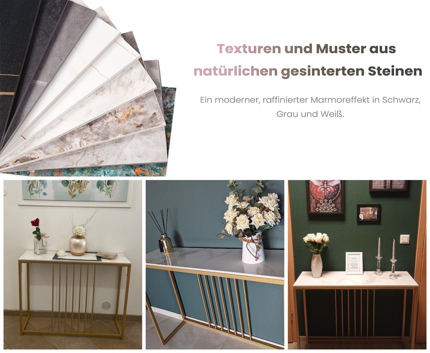 Tavoli: Marmor Flurtisch, Konsolentisch Platte aus gesintertem Stein – Nuovo e nell'imballaggio originale da Affoltern am Albis venduto da scrapbooking 1