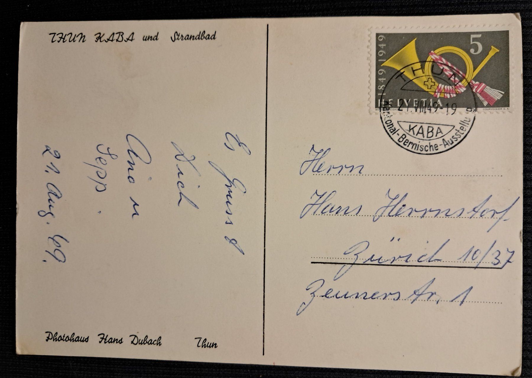 Cartoline postali: THUN 1949 - TOP STEMPEL – Usato da Ponto Valentino venduto da giorgia06 1
