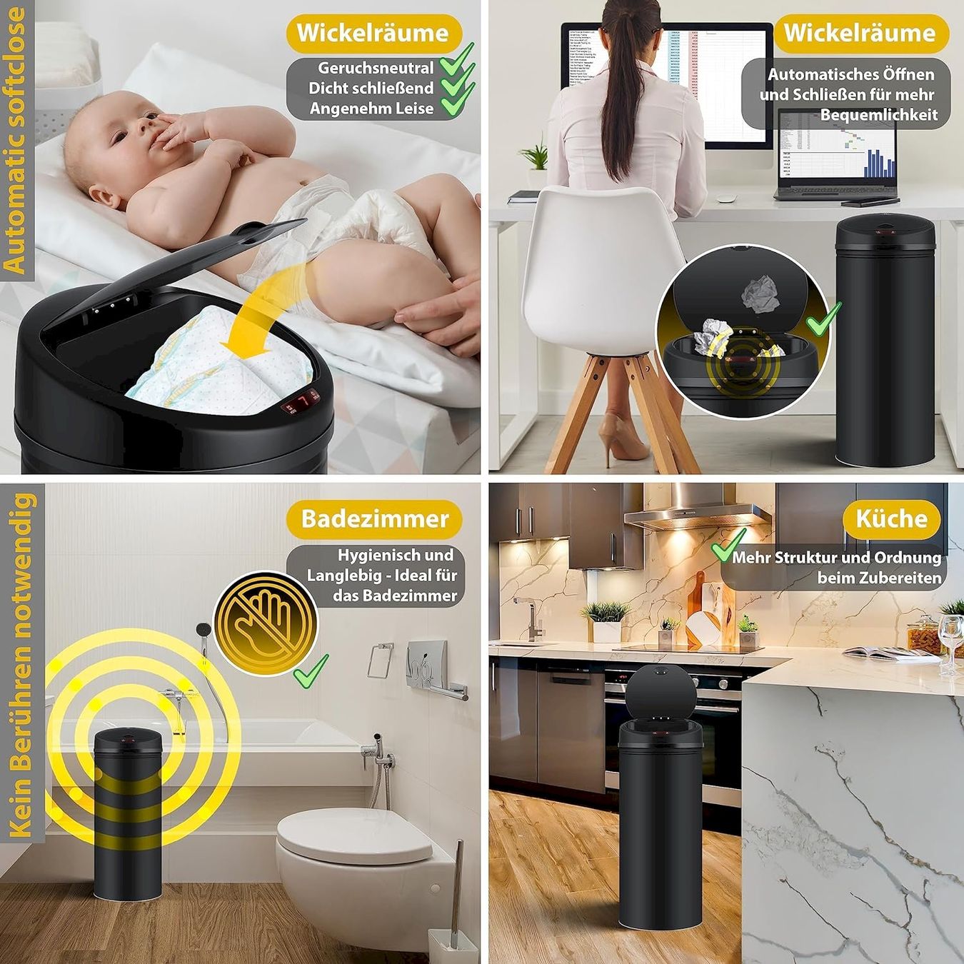 Hailo Cestini per rifiuti: Automatik Sensor Mülleimer 56L schwarz – Nuovo e nell'imballaggio originale da Bottighofen venduto da zaap 4