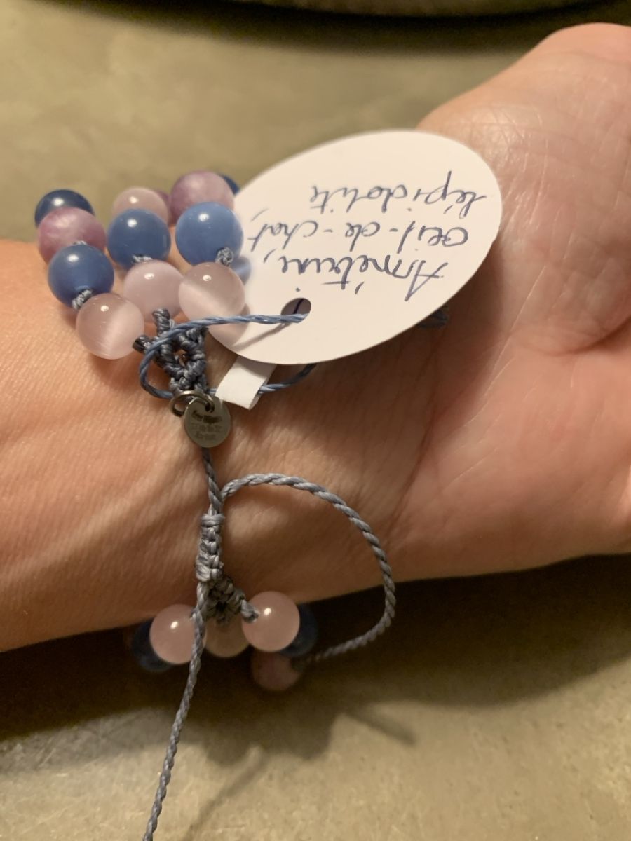 Bracciali & Braccialetti: Bracelet Amétrine/oeil-de-chat/Lépidolite fait main macramé – Nuovo e nell'imballaggio originale da Versoix venduto da val_t6jc 1