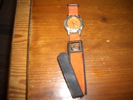 Armbanduhr Sport Watch orange Stoffarmband gebraucht
