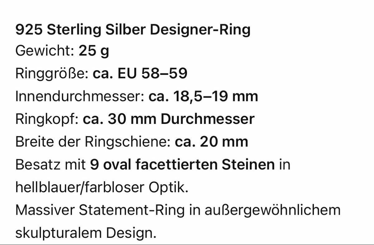 Anelli: Exklusiver 925 Sterling Silber Statement-Ring Gr. 58-59 – Usato da Brunnen venduto da 0fi_67dj 1