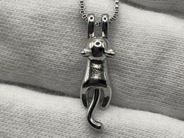 Collier en Argent 925 Pendentif Chat