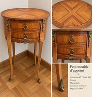 Petit meuble d'appoint en marqueterie  style Louis XV / XVI