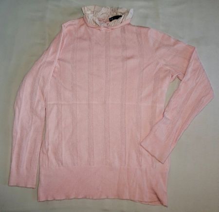 Pull C&A Premium rose col volant taille L