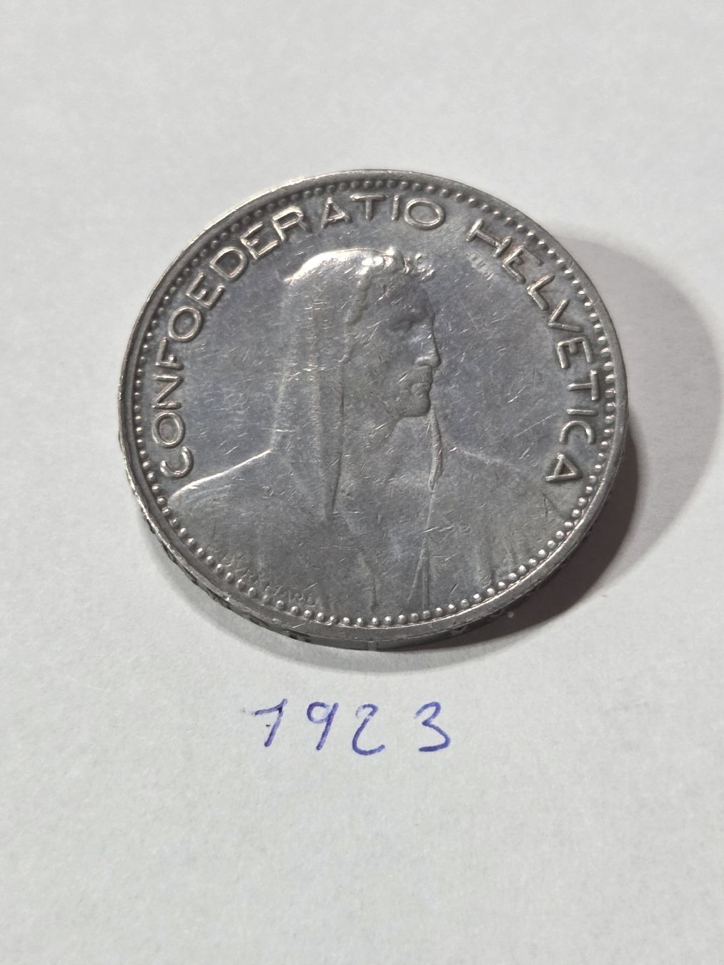 Alle Münzen: 5 francs suisse argent 1922 + 1923  – Gebraucht aus Neuchâtel von pasprie 4