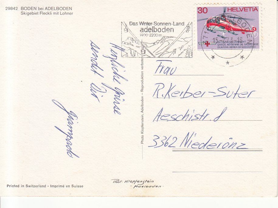 Cartoline postali: Boden Fleckli 1973 – Usato da Bürglen TG venduto da StampGraf 1