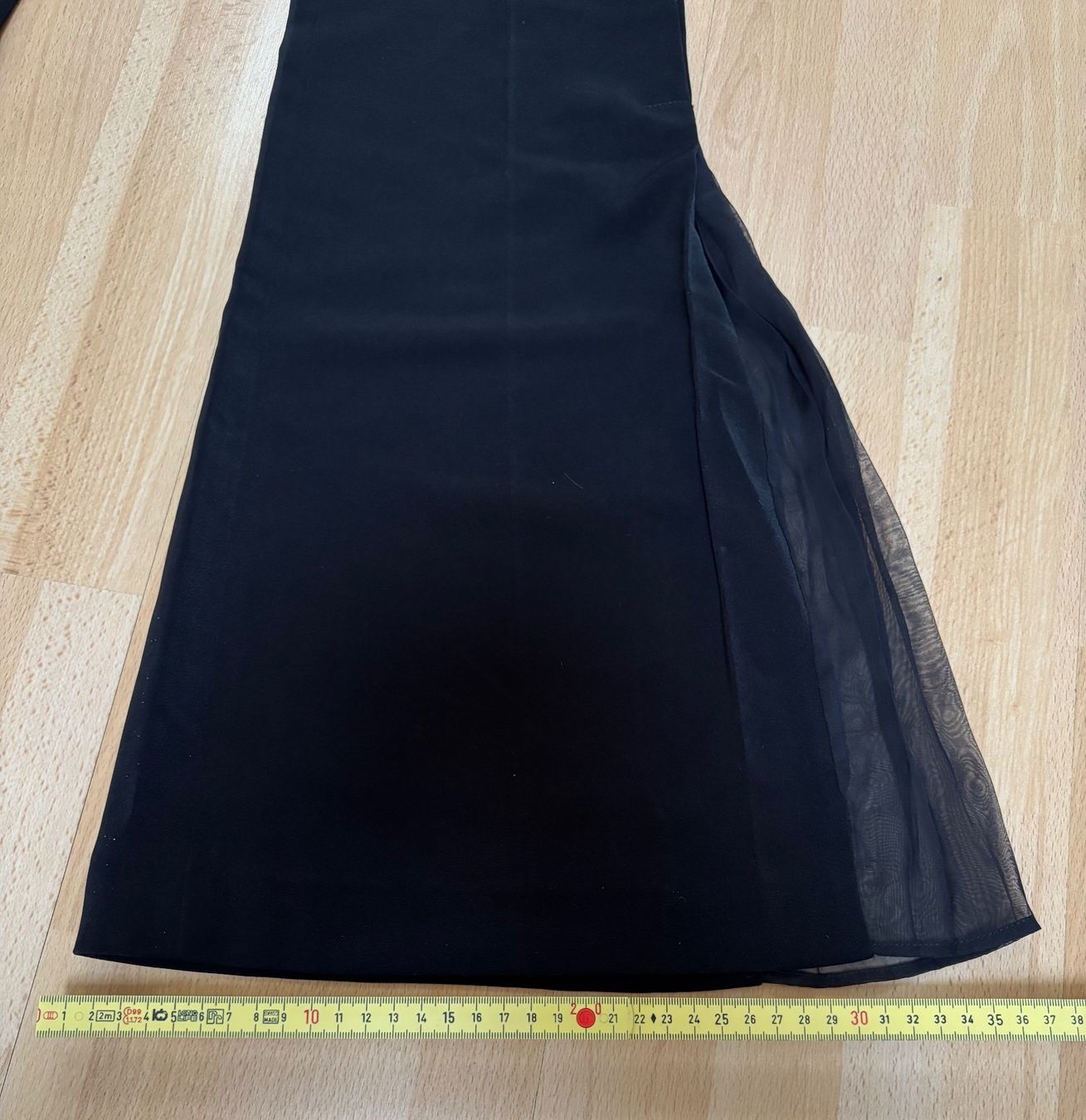 Kookai Pantaloni: Kookai - Schlaghose mit Chiffon-Einsatz - schwarz - Gr. 38 – Usato da Zofingen venduto da Justizia_01 6