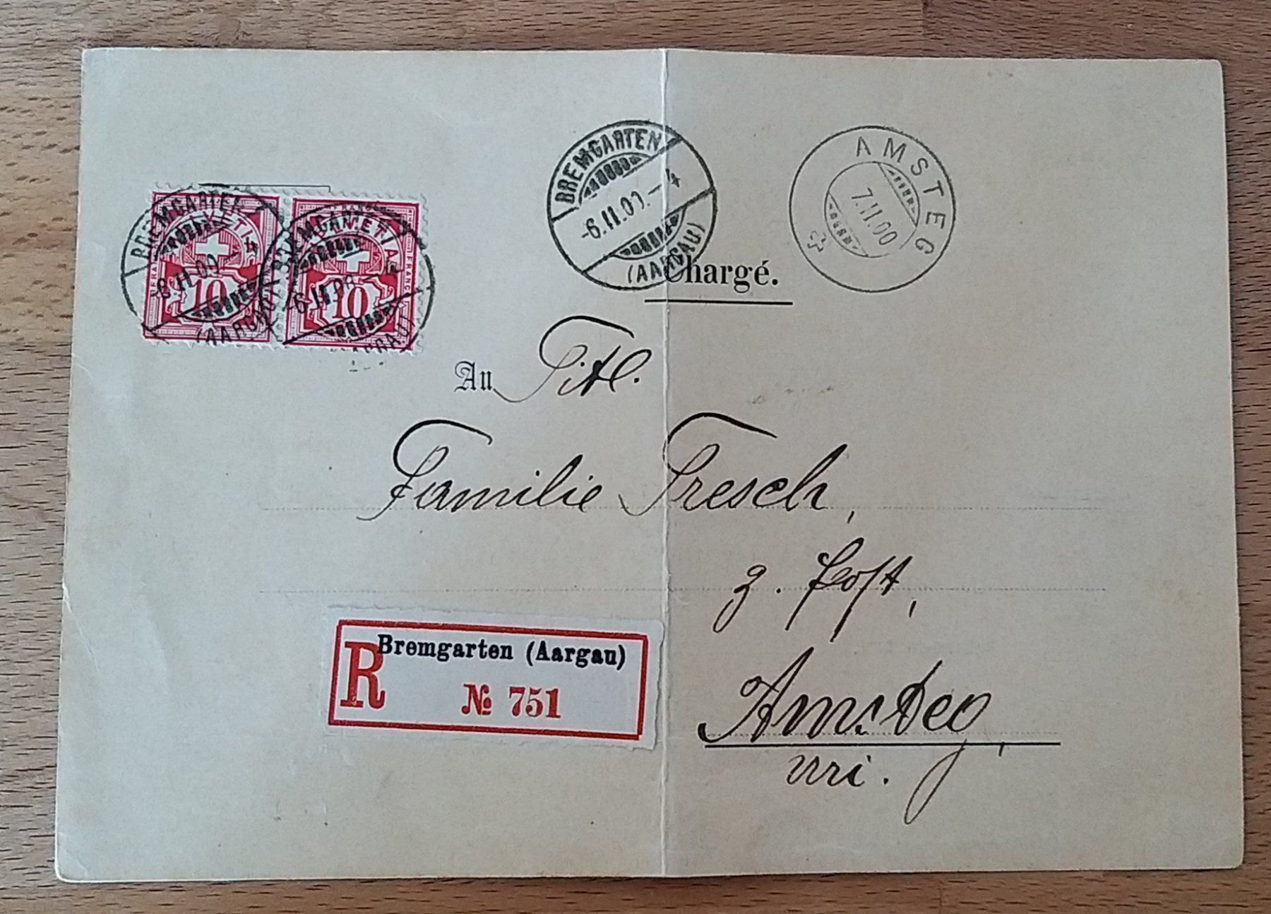 Alle Briefmarken: Amtliche Einladung R - 1900 - Bremgarten – Gebraucht aus Unterägeri von PhilatelieStudiger