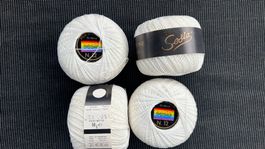 Sesia Baumwollgarn No.12, weiss, 4 Knäuel, je 50g, Neu!