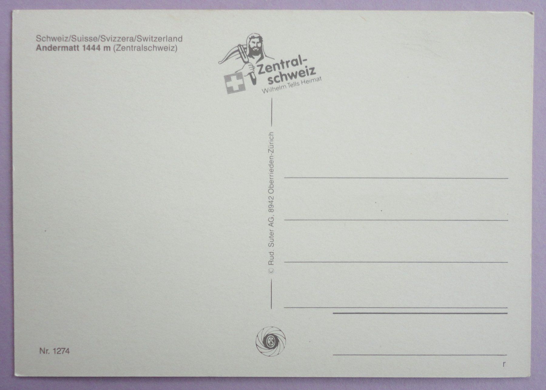 Cartoline postali: Andermatt 1444 m – Usato da Fétigny venduto da Billy2miny 1