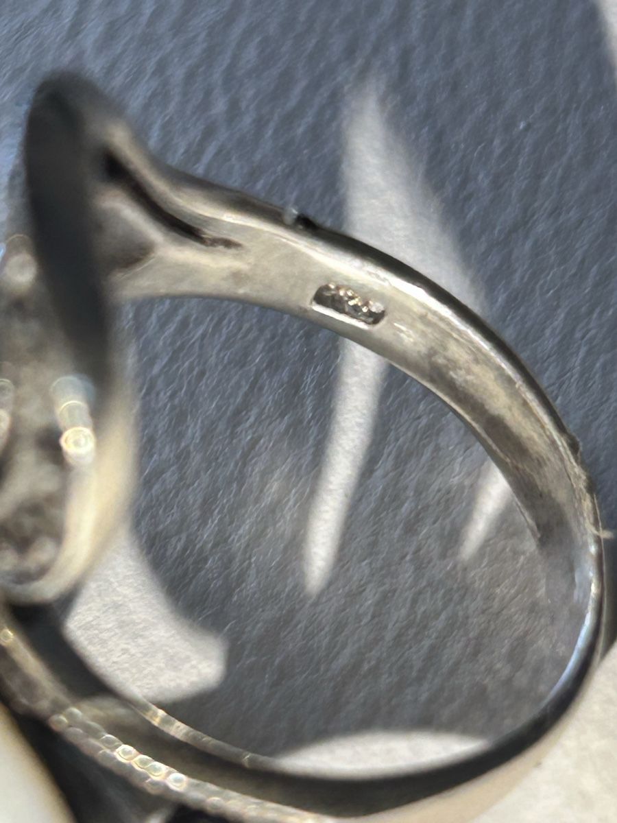 Anelli: Vintage Ring mit Perlmutt und Mondstein Cabochons, Silber – Usato da Düdingen venduto da Reconflo 3