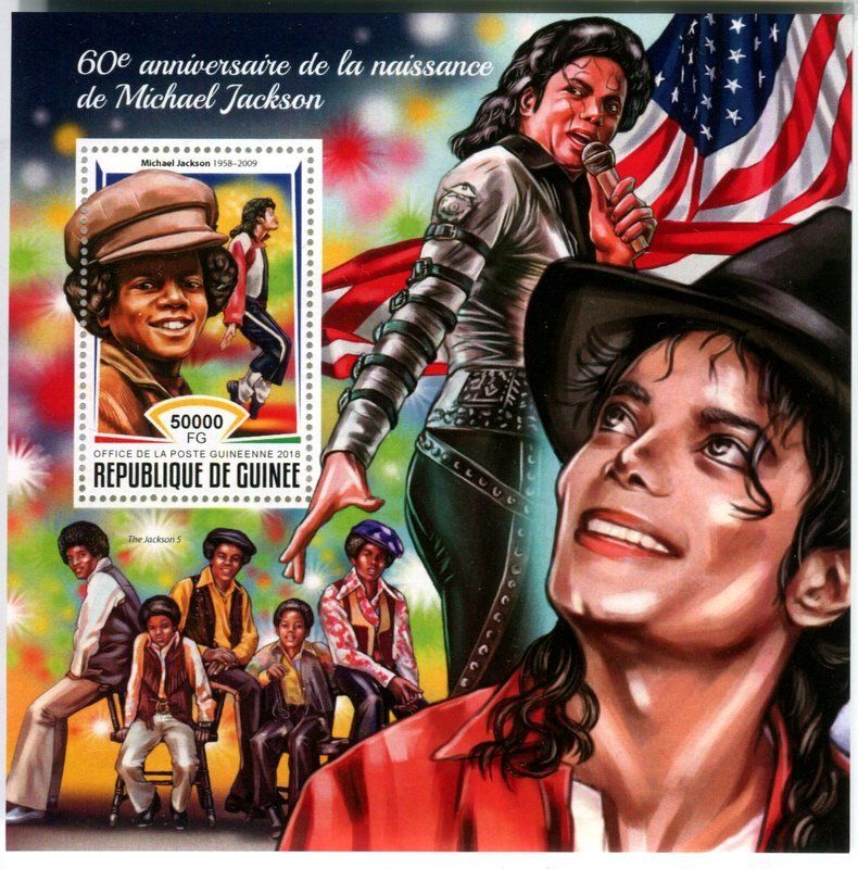 Tutti i francobolli: Block "Michael Jackson". Guinea. – Nuovo e nell'imballaggio originale da Basel venduto da Butsch5