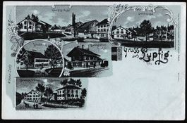 Lupfig Nacht-Lithografie 5 Bilder Bahnhof Hauptstrasse etc.