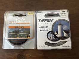 Kamera Filter Hoya HRT CIR-PL UV und Tiffen Polfilter 49mm