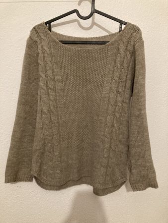 Knitted Sweater Beige Made in Italy Cable Knit Design
