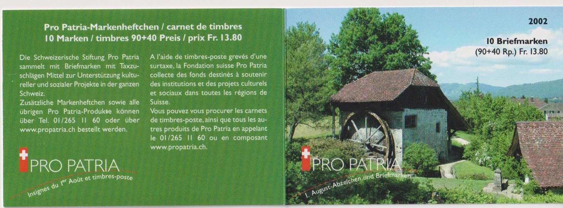Tutti i francobolli: Markenheft Pro Patria 2002 ET gestempelt+++++ – Usato da Samnaun-Compatsch venduto da Muckimu