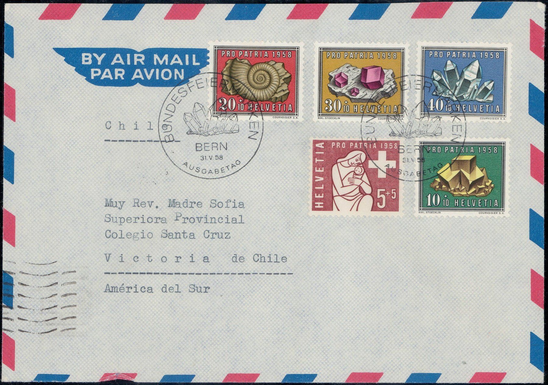 Tutti i francobolli: Pro Patria FDC 1858 nach CHILE – Usato da Horw venduto da pilatusmail