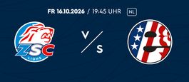 ZSC vs Rapperswil am 16.10.2026 - 4 Sitzplätze