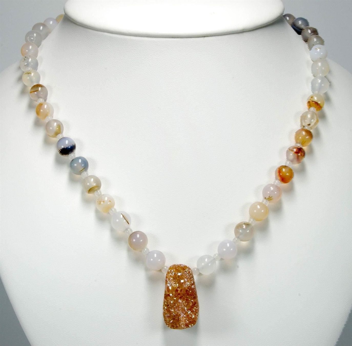 Ketten: ♛ Designerkette Achat Druzy ca. 56cm – Neu (gemäss Beschreibung) aus Oberglatt ZH von Hot-Spot 2
